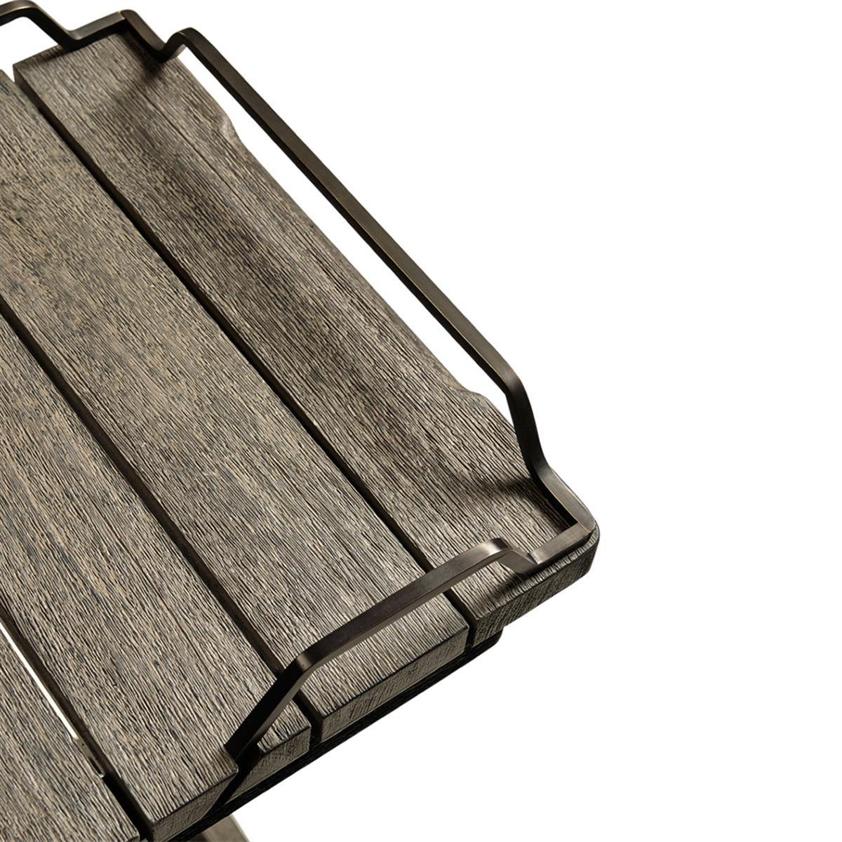 JC Outdoor - Hampton Collection Rectangular Folding Grey & Antique Brass Tray Konsol - Finish-Pai-103-1 (Langkawi Grey Weather)