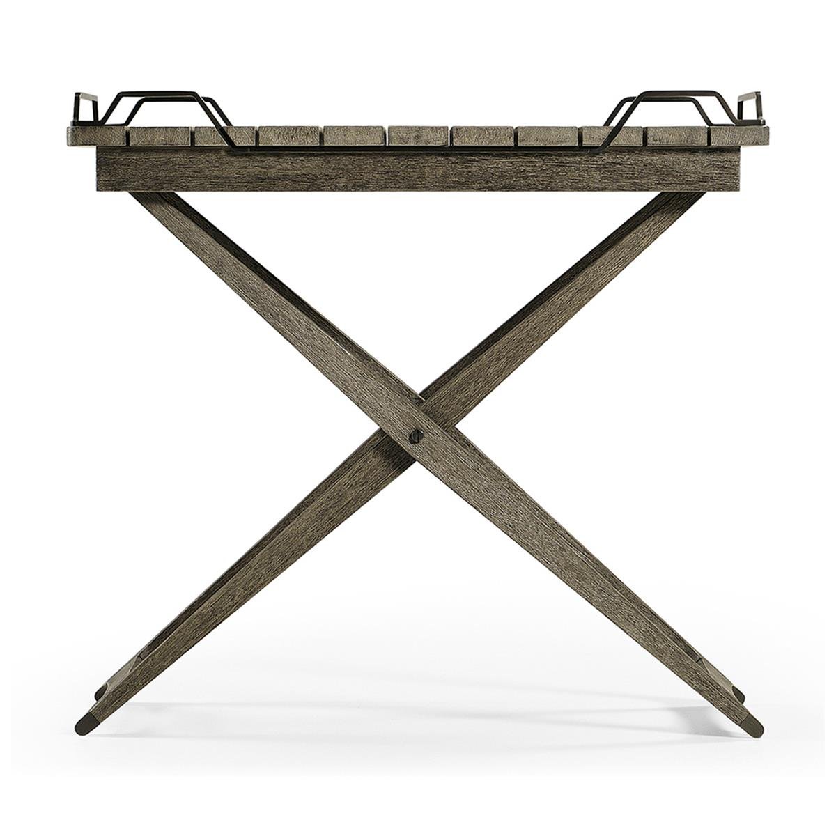 JC Outdoor - Hampton Collection Rectangular Folding Grey & Antique Brass Tray Konsol - Finish-Pai-103-1 (Langkawi Grey Weather)