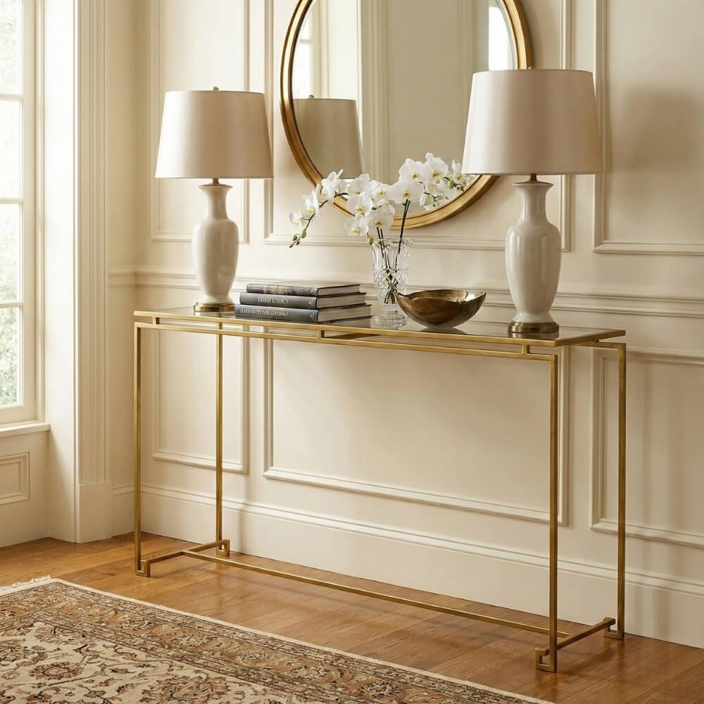 Jonathan Charles JC Edited Simply Elegant Gold Console Table