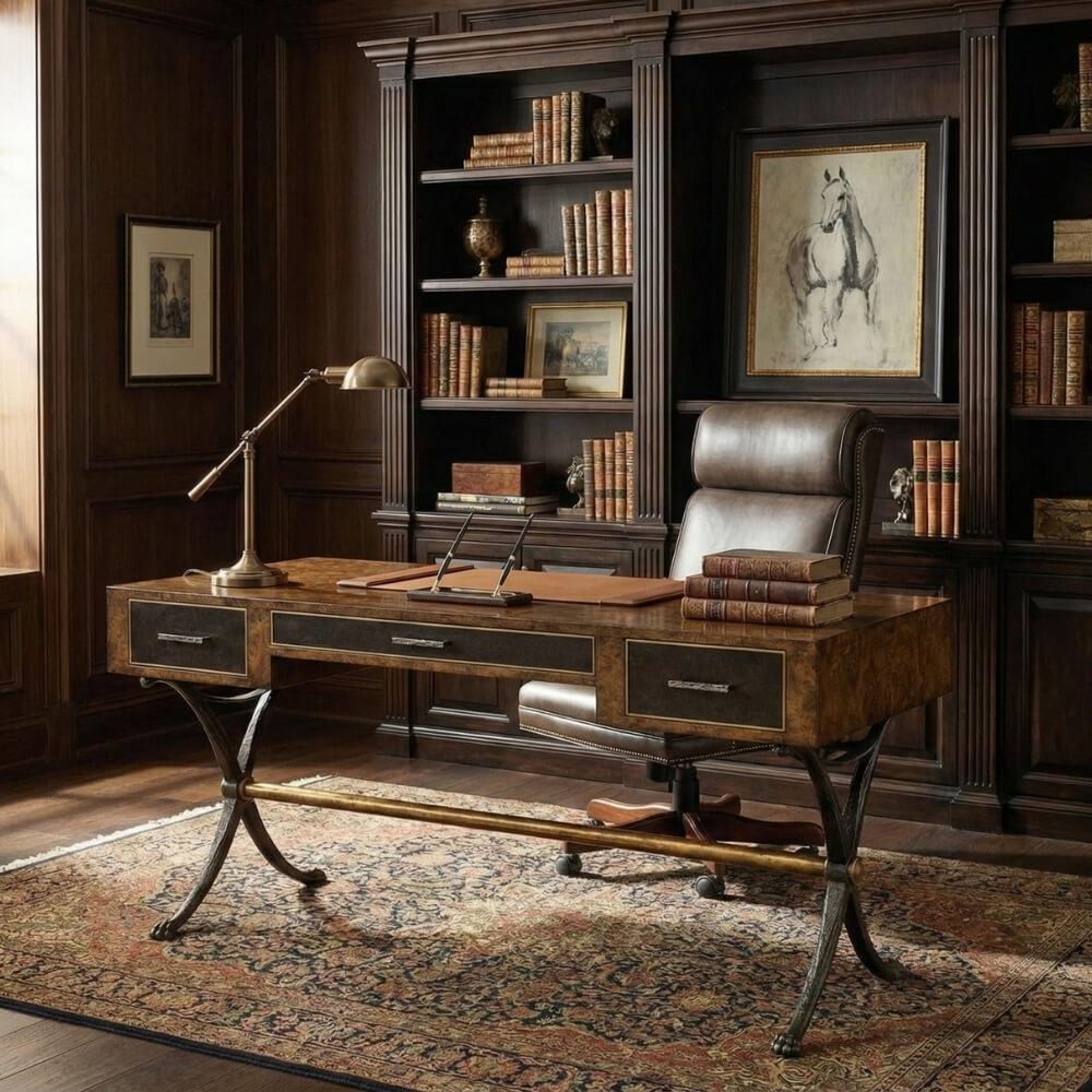 Jonathan Charles JC Edited Hammered Executive Desk