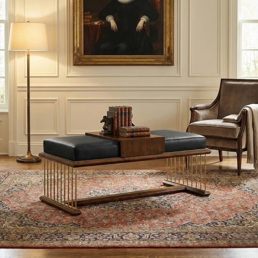 Jonathan Charles JC Modern Walnut Bench