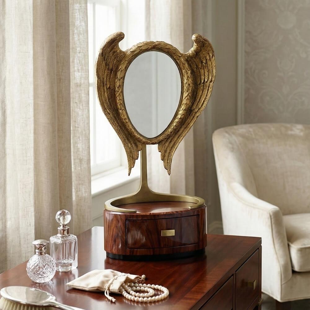 Jonathan Charles Modern-Santos Light Antique Gold Makyaj Aynası