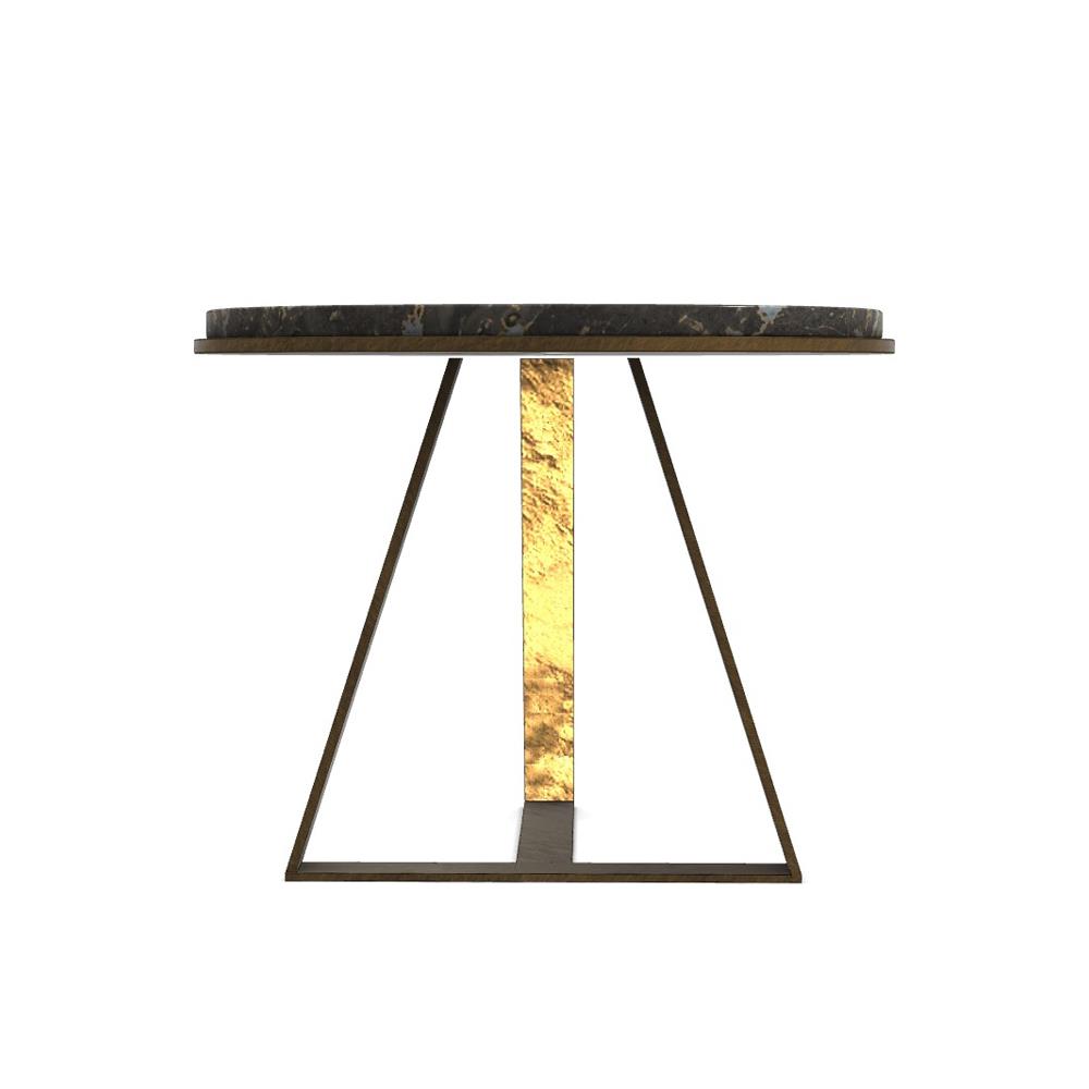 Judd Yan Sehpa- (50)-Base Varnıshed Brozed Brass-Top Glossy Valentine Grey Marble-(MR1)-(JUDDTB50)