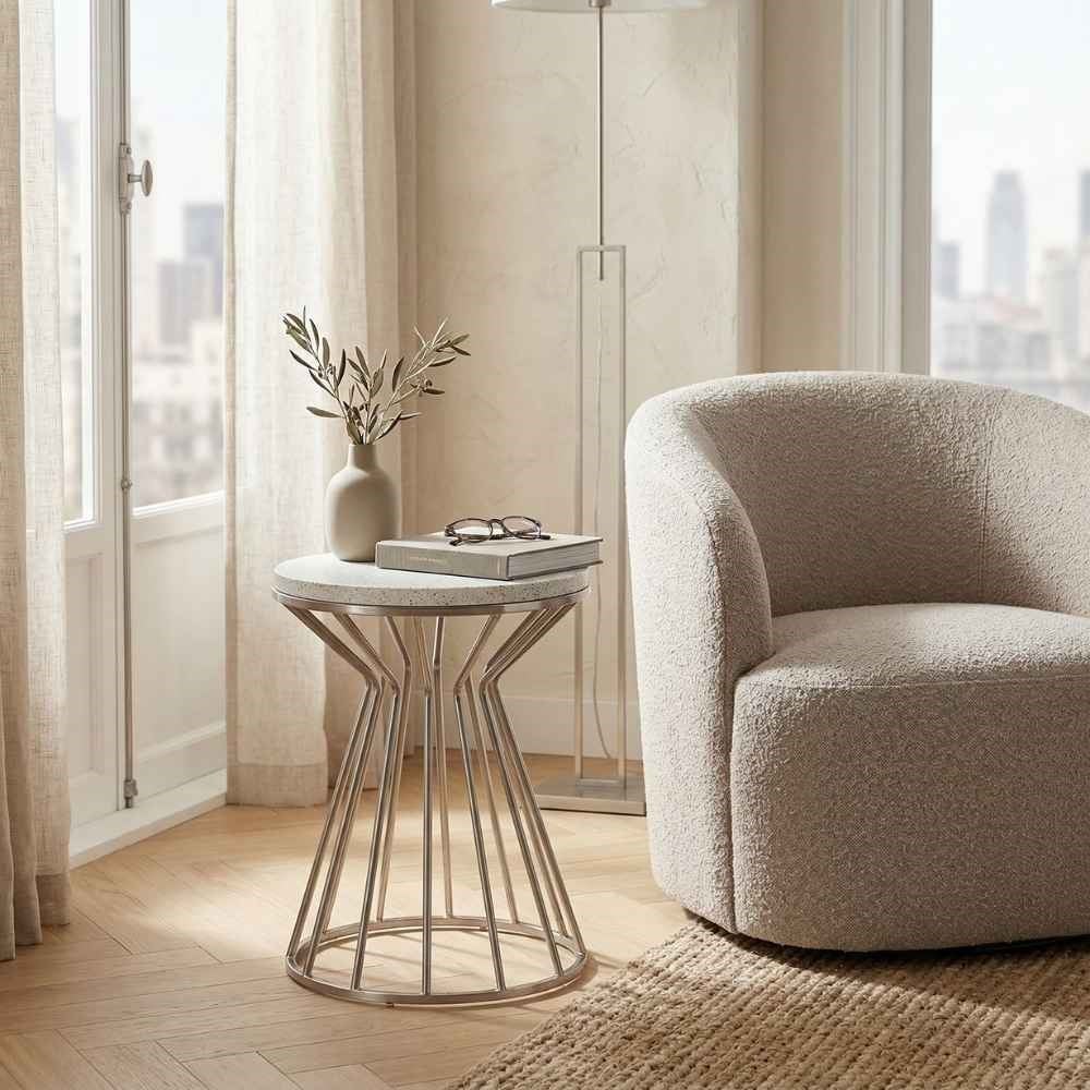 Klaussner Simply Urban White Round Side Table