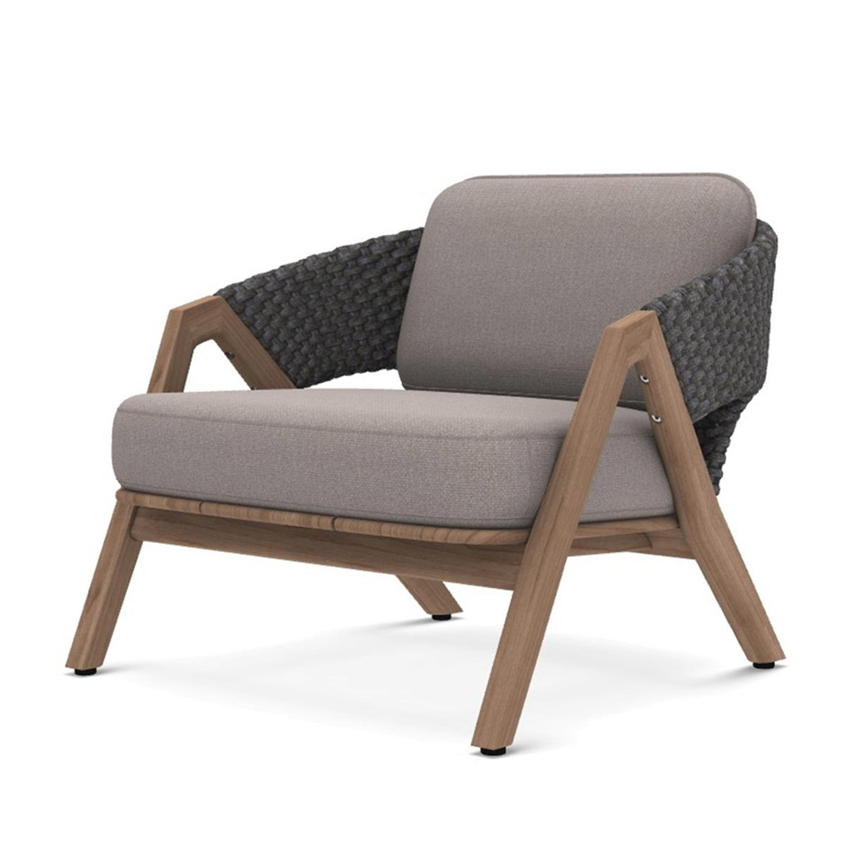Knit Tekli Koltuk-Teak-Lava Grey-(Sunbrella Minder Dahil)