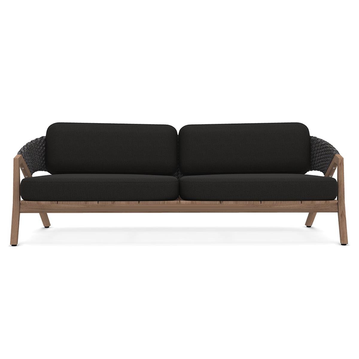 Ethimo Knit Teak / Lava Grey Three-Seater Sofa