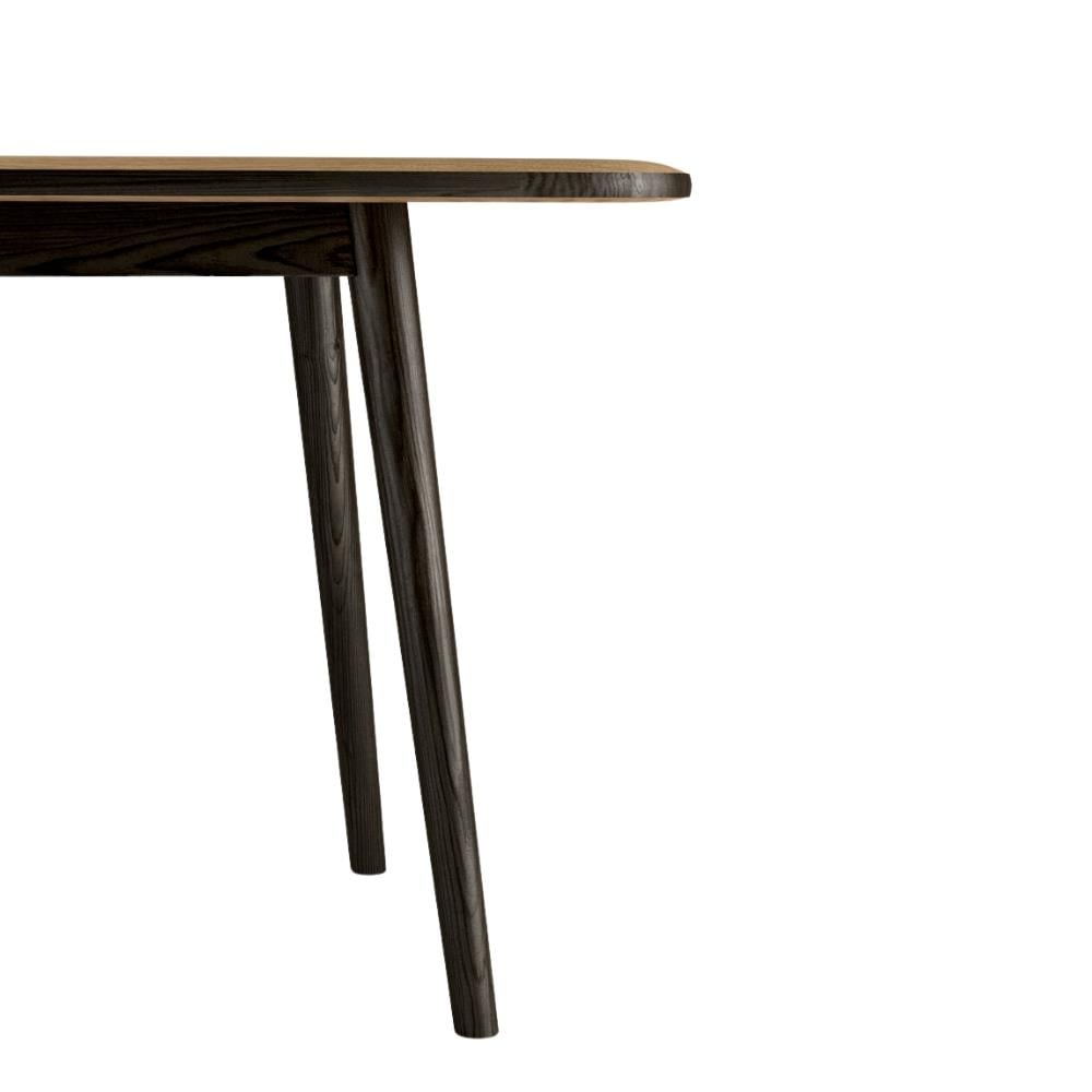 Lady Carlotta Yemek Masası-Base and Edges Black-Stained Solid Oak-Tabla Natural Varnished Solid Oak