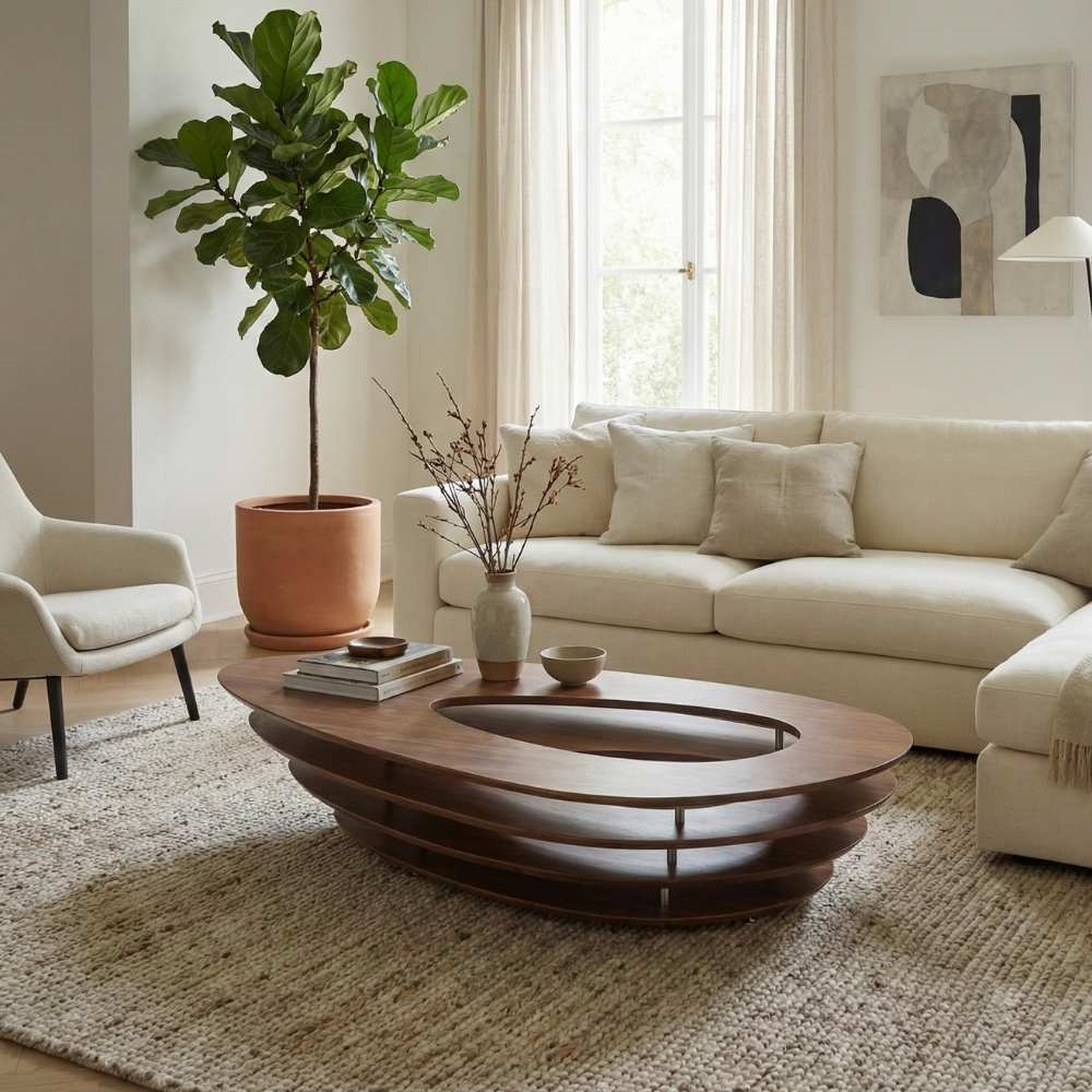 Ligne Roset Interstice Walnut Orta Sehpa