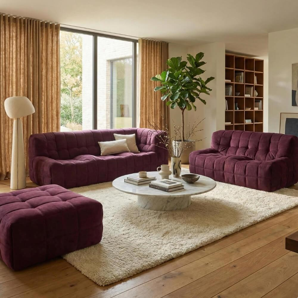Ligne Roset Kashima Aubergine İkili Kanepe