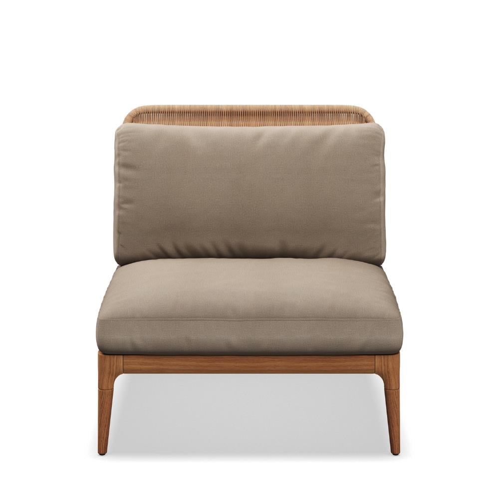 Lima Alçak Sırtlı Orta Modül Koltuk-Natural Teak-Wheat Wicker (Sunbrella Minder Dahil)