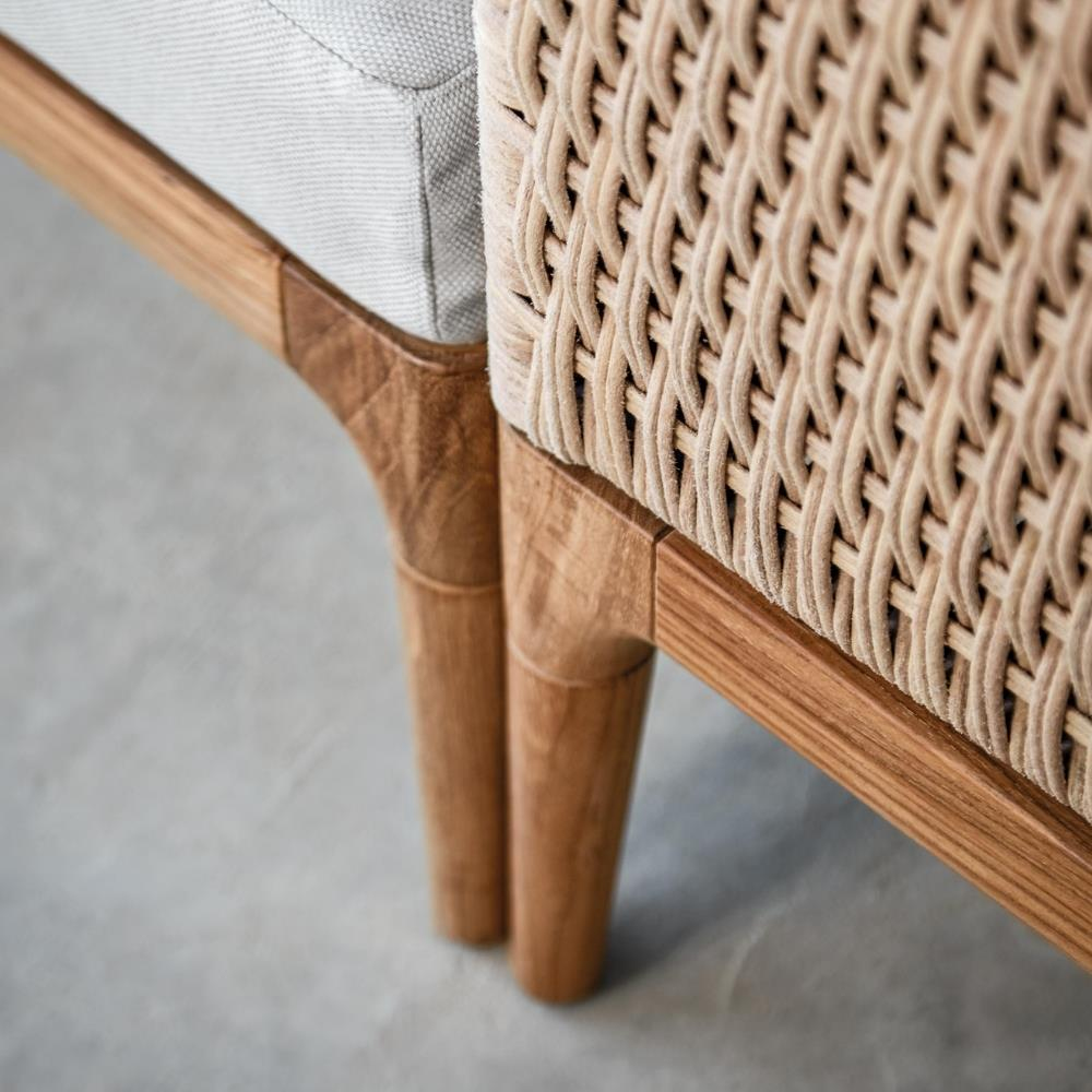 Lima Alçak Sırtlı Orta Modül Koltuk-Natural Teak-Wheat Wicker (Sunbrella Minder Dahil)