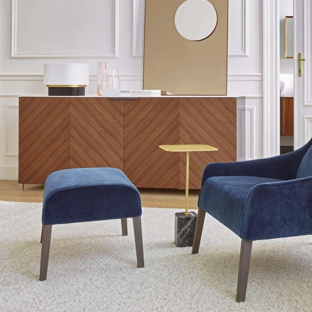 Long Island Puf-Kumaş Harald 3-Chamois (4321)-Ayak Anthracıte-Staıned Solıd Beech-(Grade E)