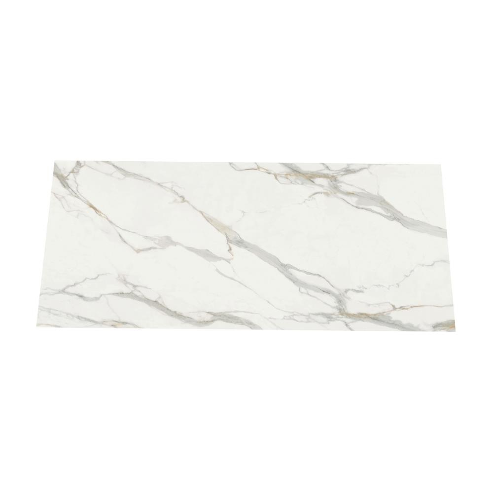 Louis Yemek Masası (300)-Frame Aged Brass (M328)-Decorative Detail Lacquered Gold (M325)-Top Calacatta Glossy (CM012)