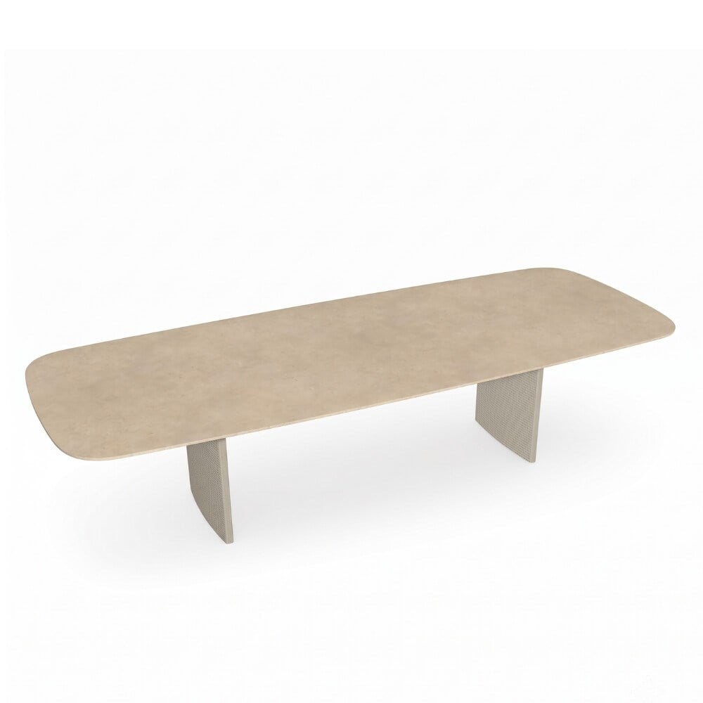 Lucca Yemek Masası - Frame Linen - Top Ceramic Sabbia