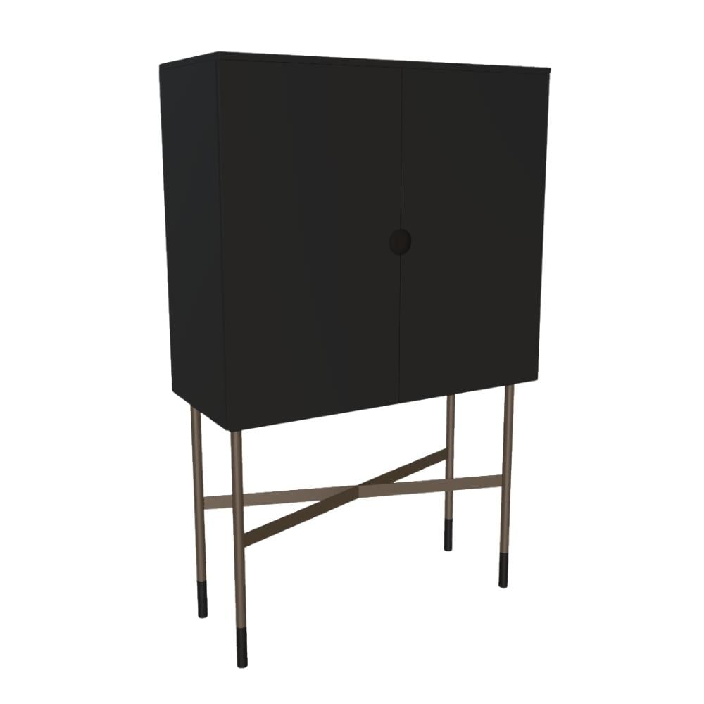 Madison Büfe-Legs Lacq Matt Black-Decorative Leg Aged Brass (M328)-Door/Sides Lacq Black (L090)-Case Lacq Black (L090)-Top Lacq Black (L090)