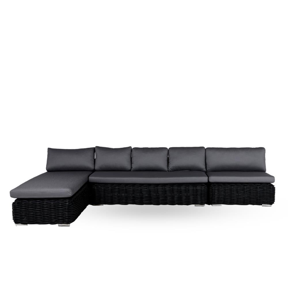 Marcel Koşe Oturma Grubu-(1 Adet Üçlü Black-1 Adet Tekli Black-1 Adet Daybed Black)-Black-(Minder Dahil)