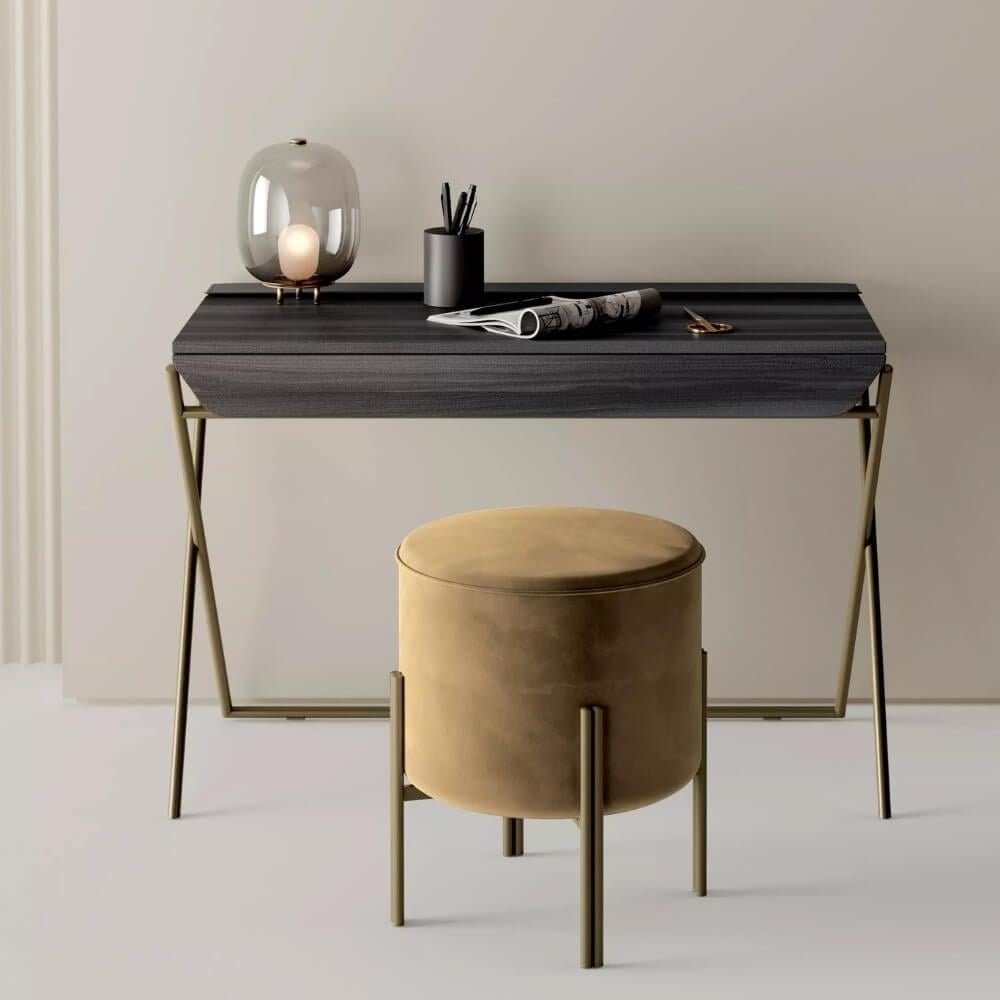 Matisse Çalışma Masası-Frame Matt Black (M055)-Top Walnut ( L036)-Storage Dark Brown (Q403)