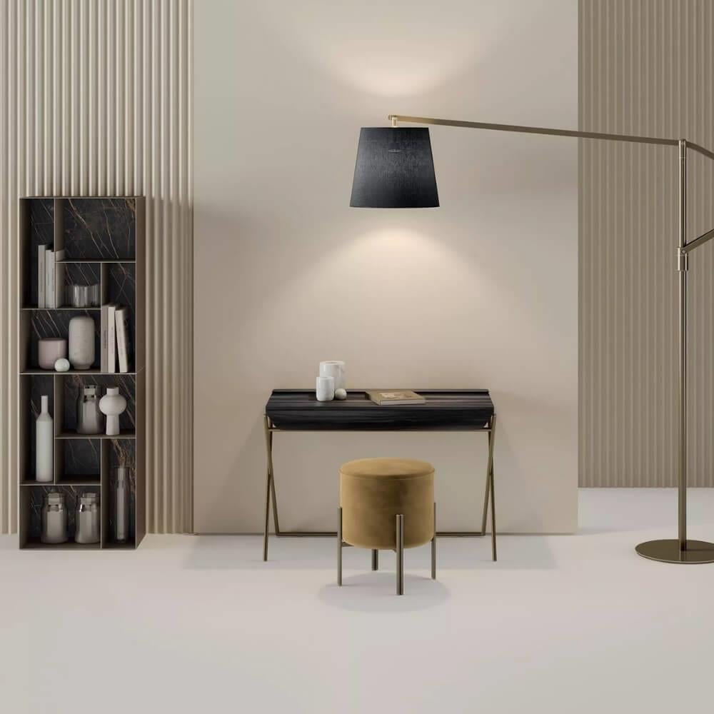 Matisse Çalışma Masası-Frame Matt Black (M055)-Top Walnut ( L036)-Storage Dark Brown (Q403)