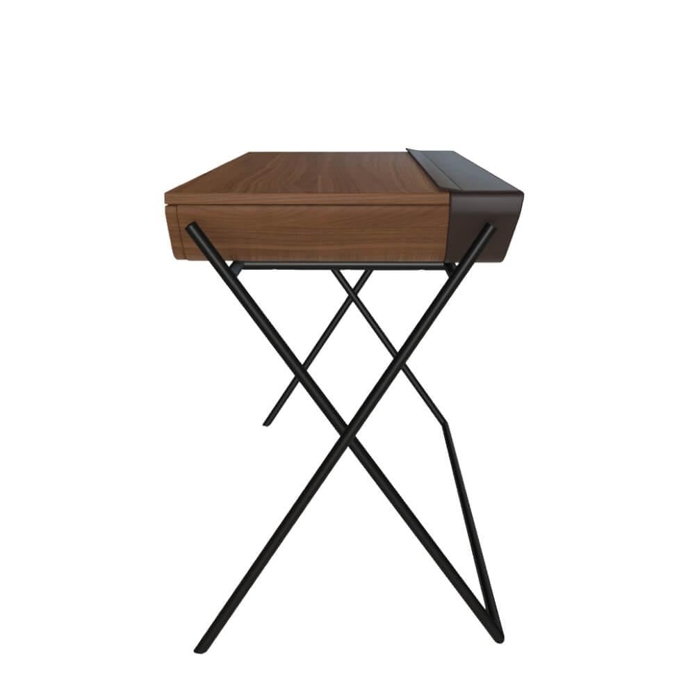 Matisse Çalışma Masası-Frame Matt Black (M055)-Top Walnut ( L036)-Storage Dark Brown (Q403)