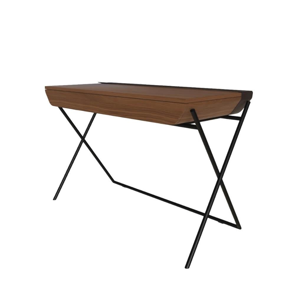 Matisse Çalışma Masası-Frame Matt Black (M055)-Top Walnut ( L036)-Storage Dark Brown (Q403)