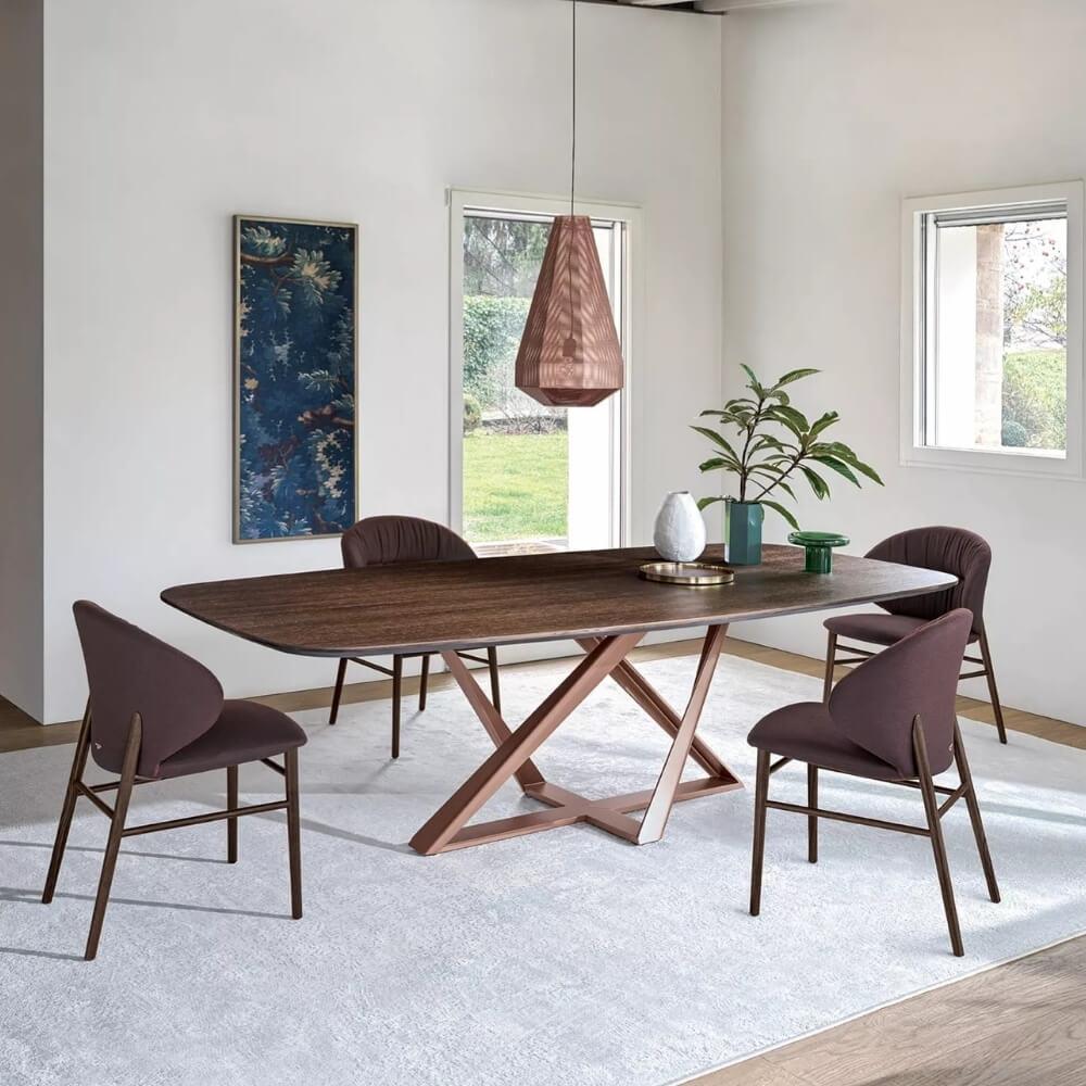 Millenium Yemek Masası-Frame Aged Brass (M328)-Top Bronze Lacquered