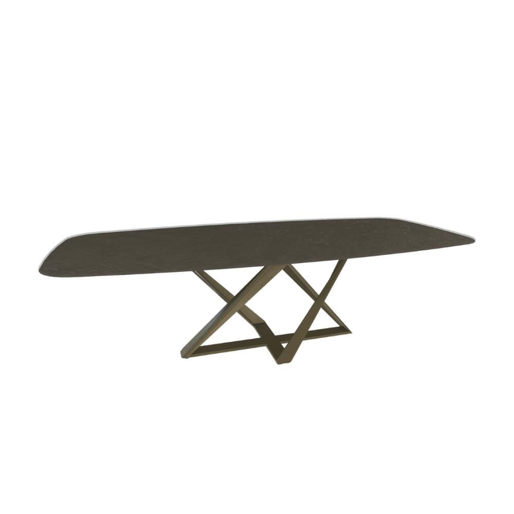 Millenium Yemek Masası-Frame Aged Brass (M328)-Top Bronze Lacquered