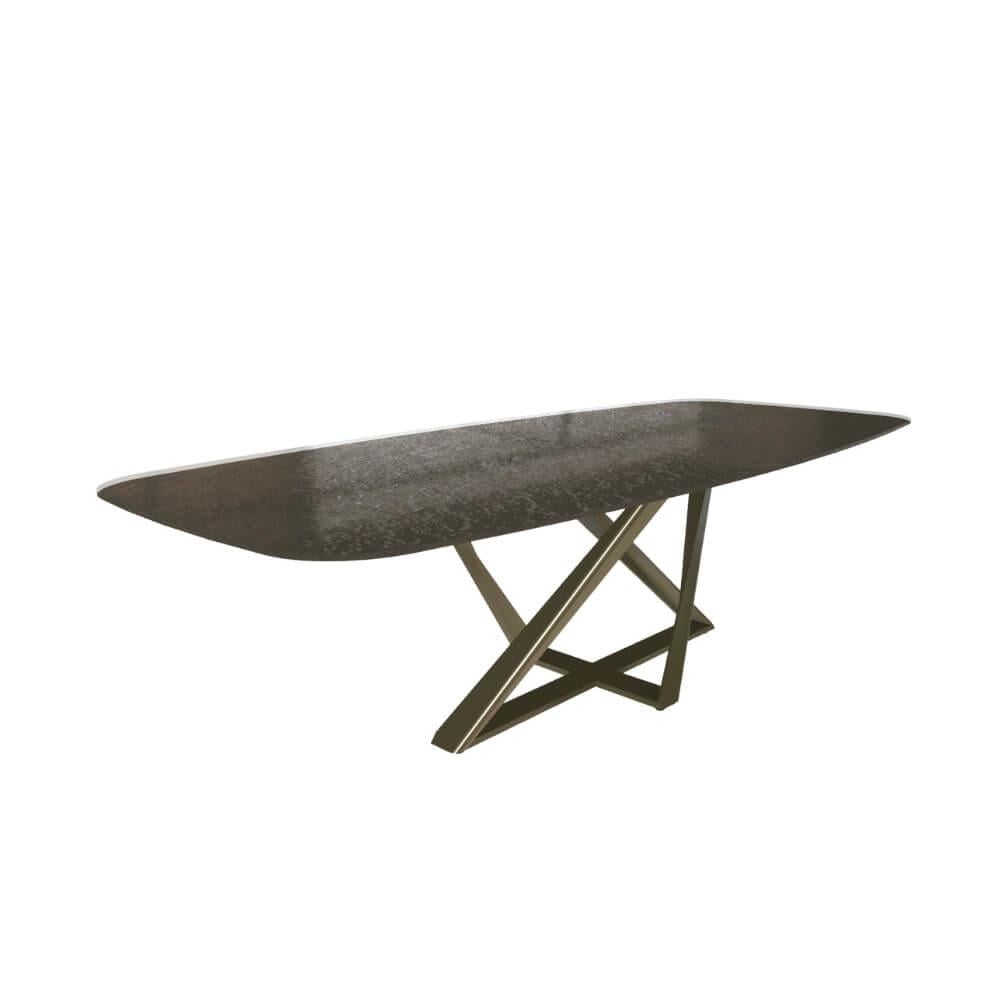 Millenium Yemek Masası-Frame Aged Brass (M328)-Top Bronze Lacquered