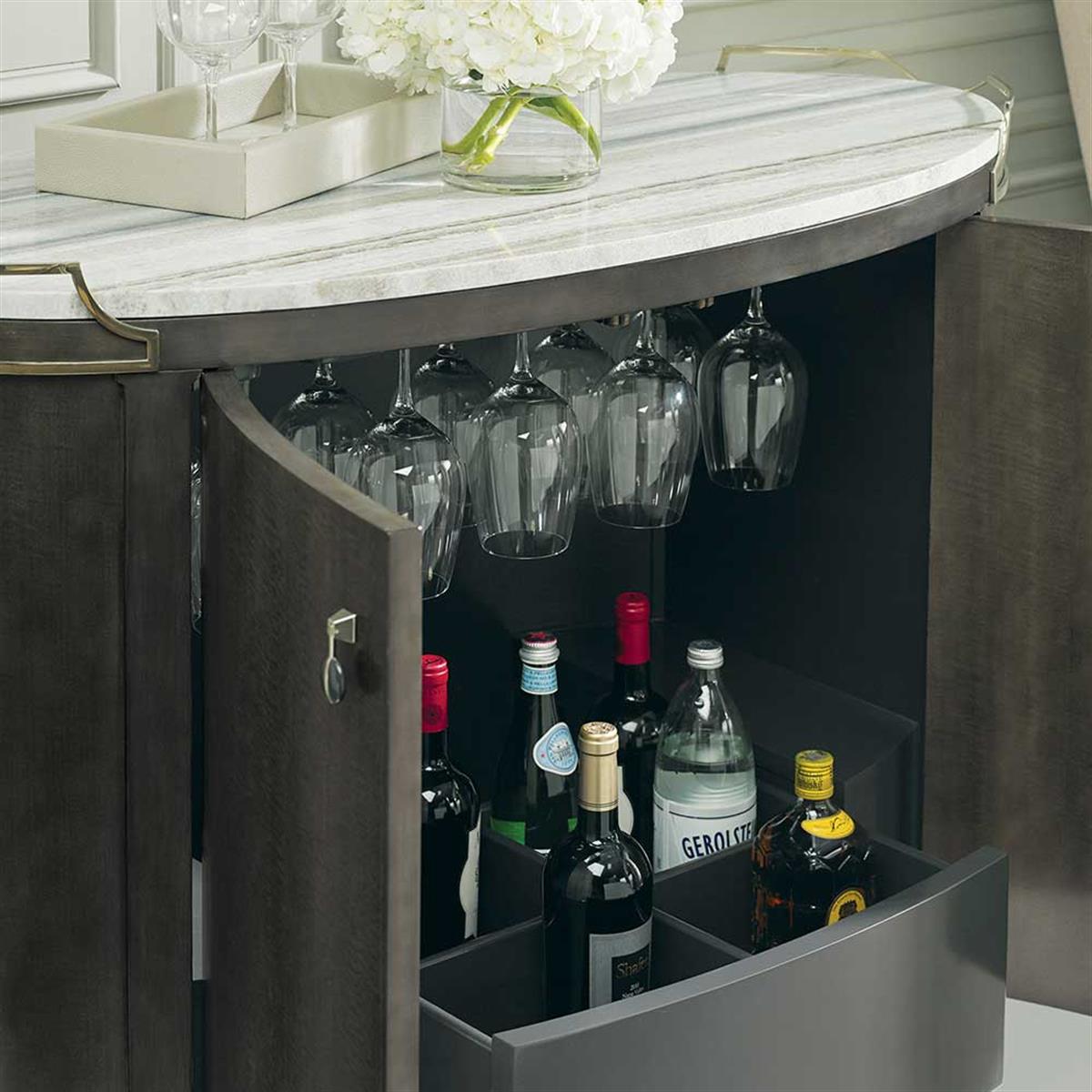 Mix-Ology Bar Dolabı-Top Blue Sand Stone-Metal:Whisper of Gold-Finish Charcoal Anegre
