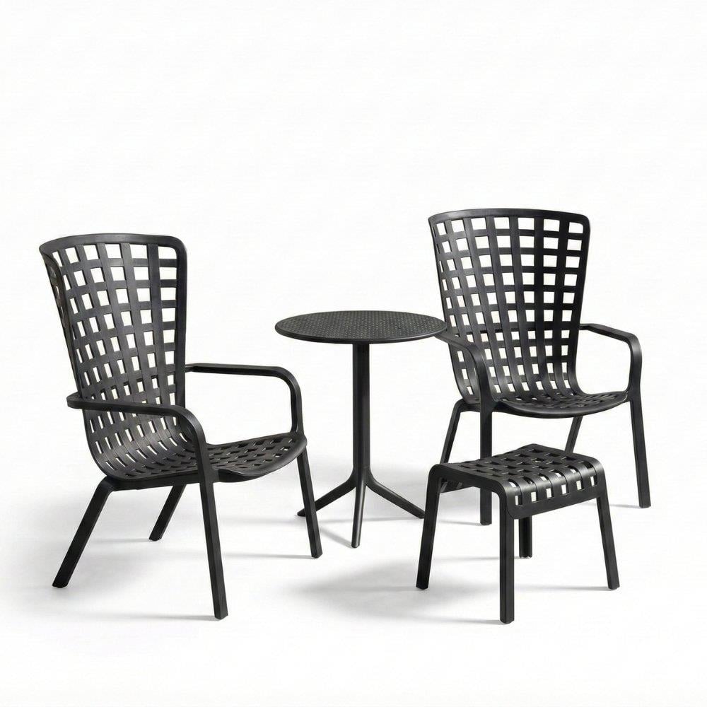 Nardi Folio Step Anthracite Armchair Pouf Table Set