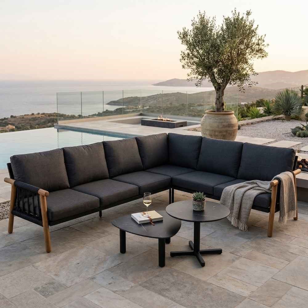 Nuu Garden Merlot Örgülü Köşe Oturma Grubu