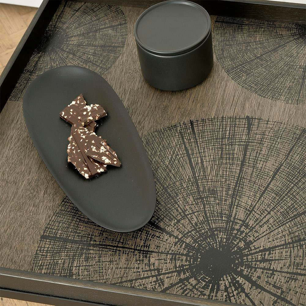 Object Thin Oval Board Aksesuar-Black-Mahogany