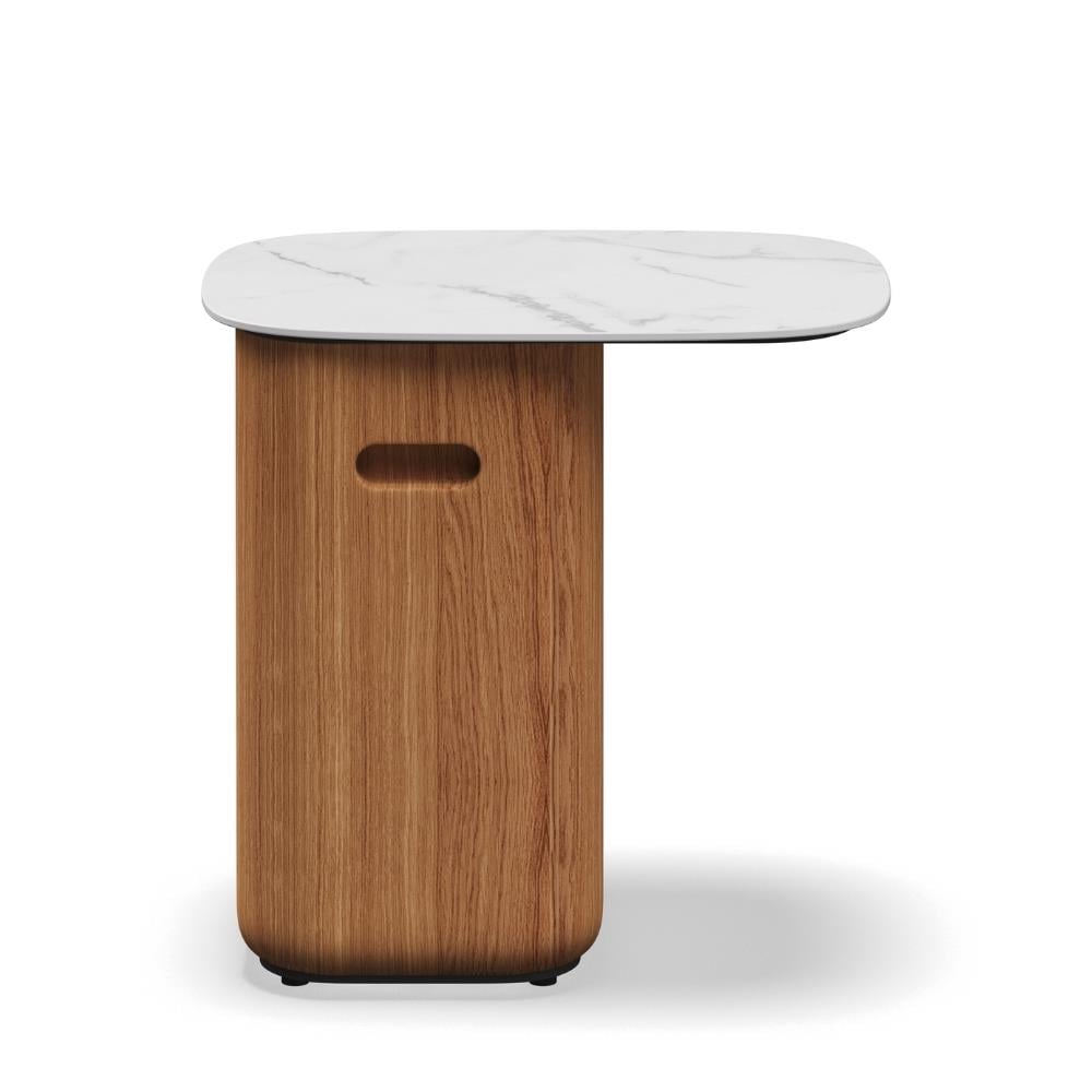 Omada Yan Sehpa - Teak - Bianco Ceramic