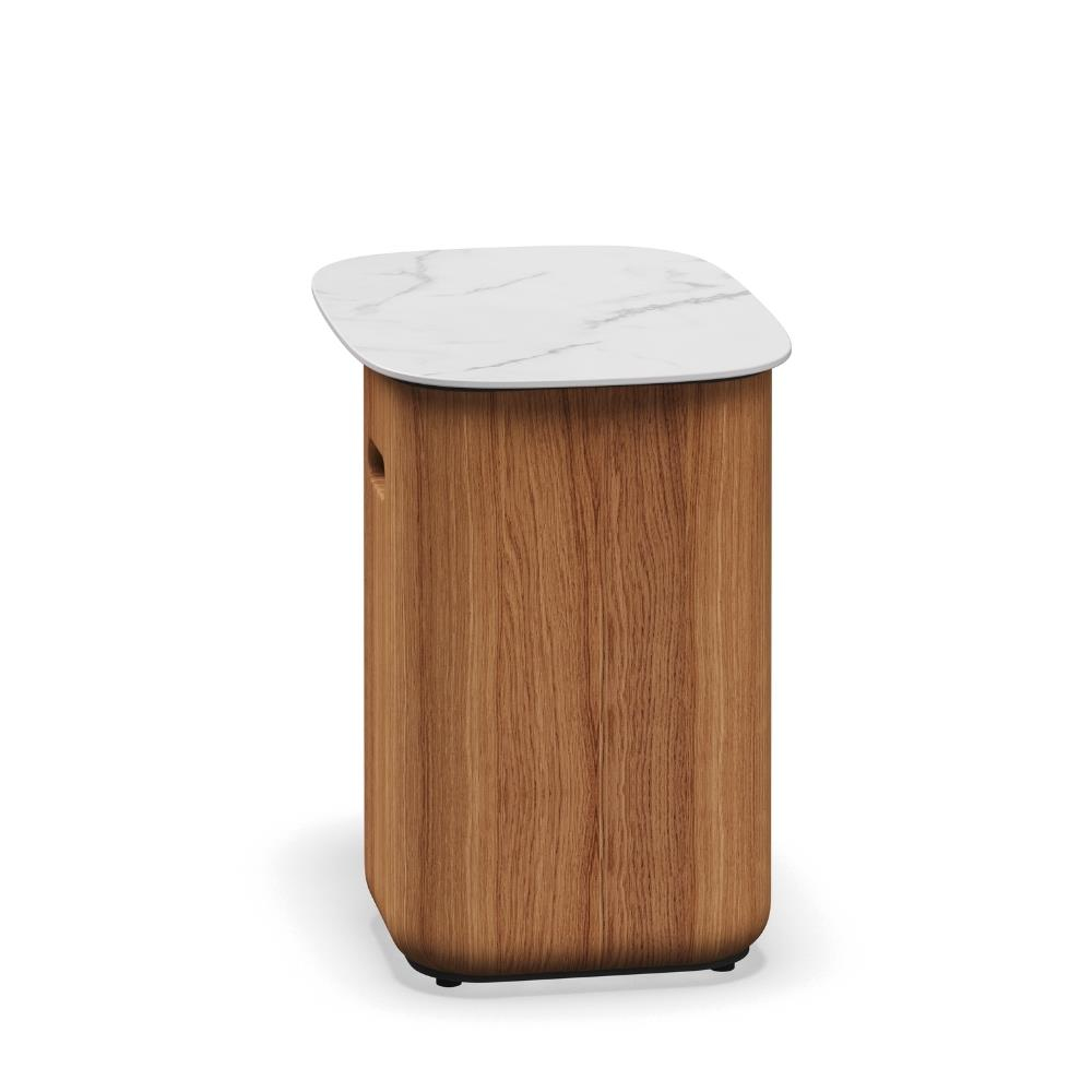 Omada Yan Sehpa - Teak - Bianco Ceramic