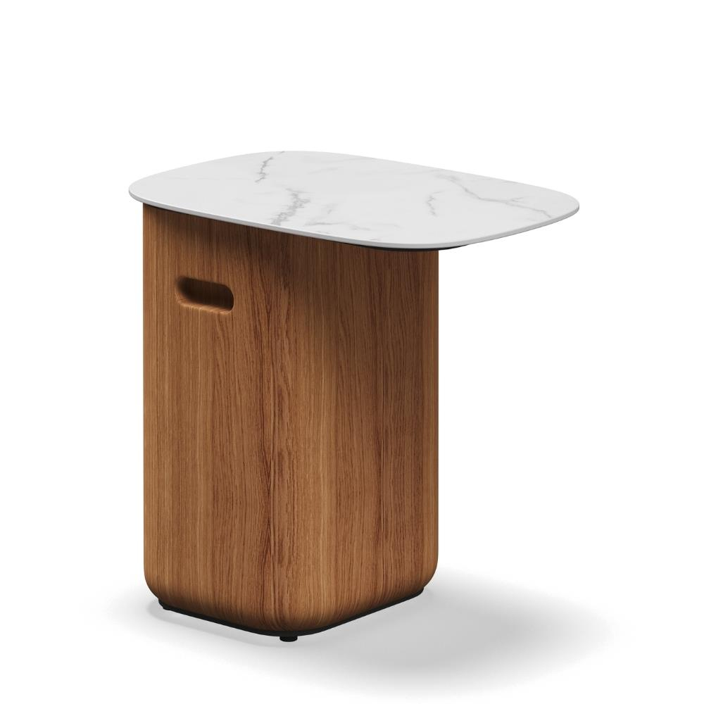 Omada Yan Sehpa - Teak - Bianco Ceramic