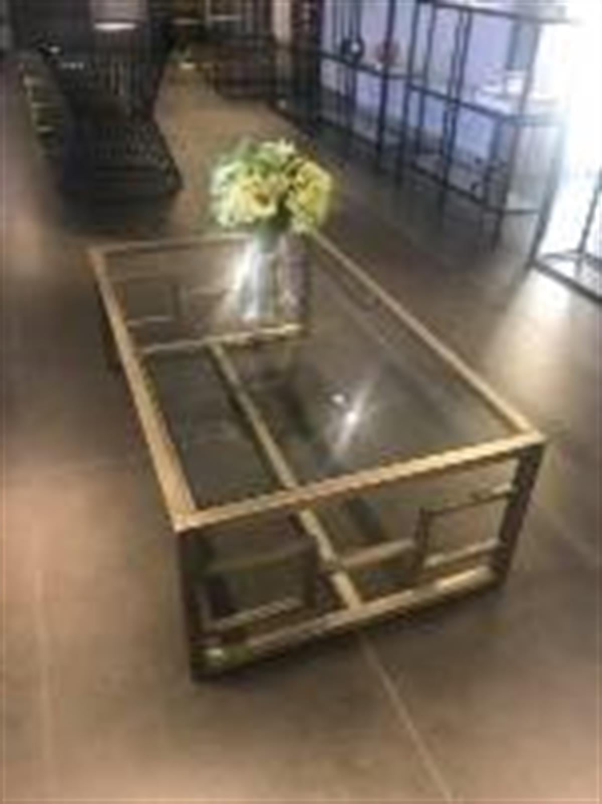 ORTA SEHPA METAL - ANTİK ESKİTME BRONZ  121,5x71x40H CM