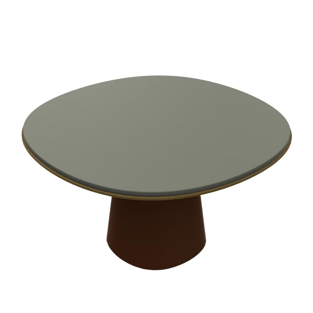 Owen Yemek Masası (110)-Base Glossy Lacquer Brick -Top Glossy Lacquer Stone - Under Top Bronzed Brass Varnished