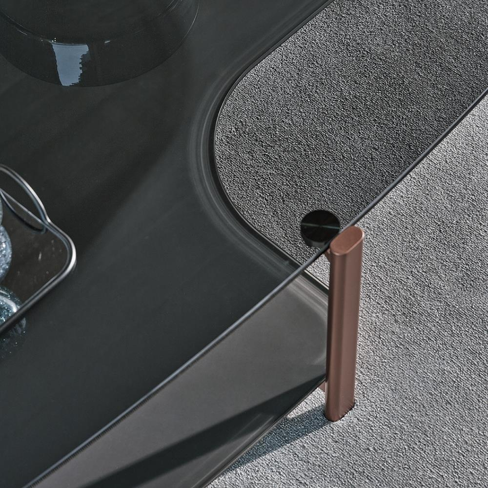 Pagoda Orta Sehpa-Frame Aged Brass (M328) - Transparent Smoke Grey (C158) - Noir Desir (CM005)