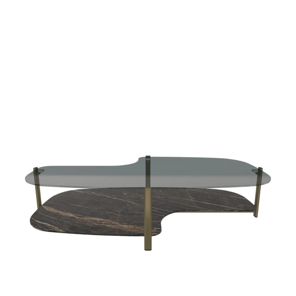 Pagoda Orta Sehpa-Frame Aged Brass (M328) - Transparent Smoke Grey (C158) - Noir Desir (CM005)