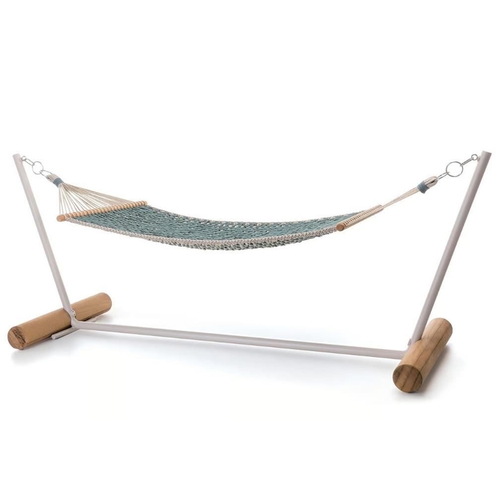 Patio Hamak - Frame Natural Teak - Rope Laguna Light Grey - White