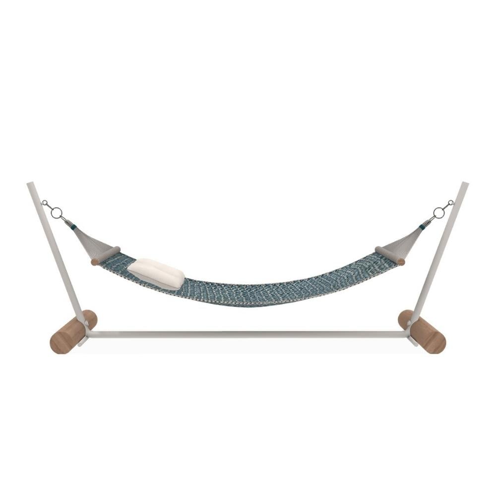 Patio Hamak - Frame Natural Teak - Rope Laguna Light Grey - White