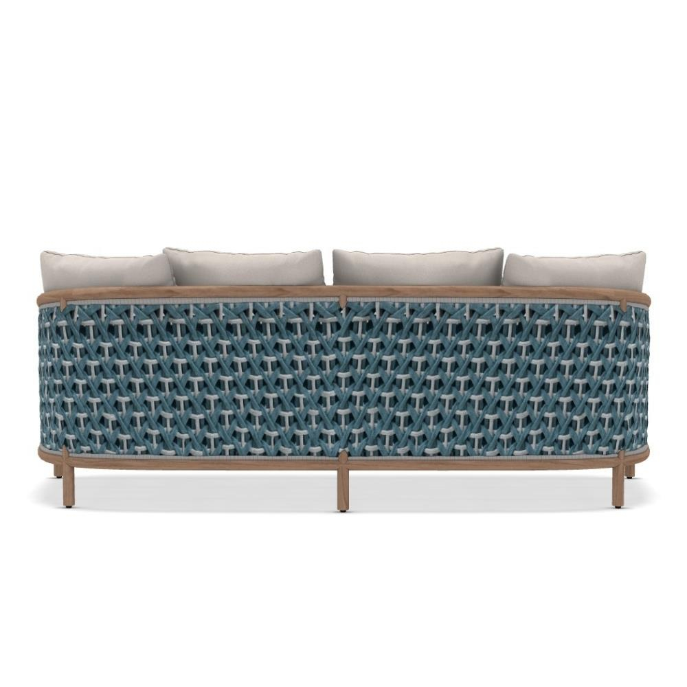 Patio Üçlü Kanepe - Frame Natural Teak - Rope Light Grey - Minder Hariç