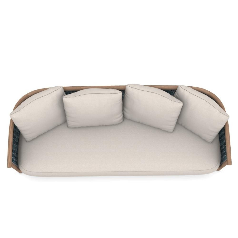 Patio Üçlü Kanepe - Frame Natural Teak - Rope Light Grey - Minder Hariç