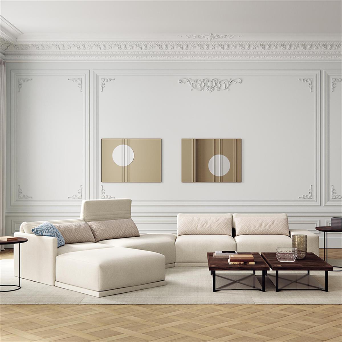 Ponton Orta Sehpa-(Çift Yüzey)-Üst Tabla Solid Walnut-Alt Tabla 10mm Thick Clear Toughened Glass-İskelet Satin Black Lacquered Steel
