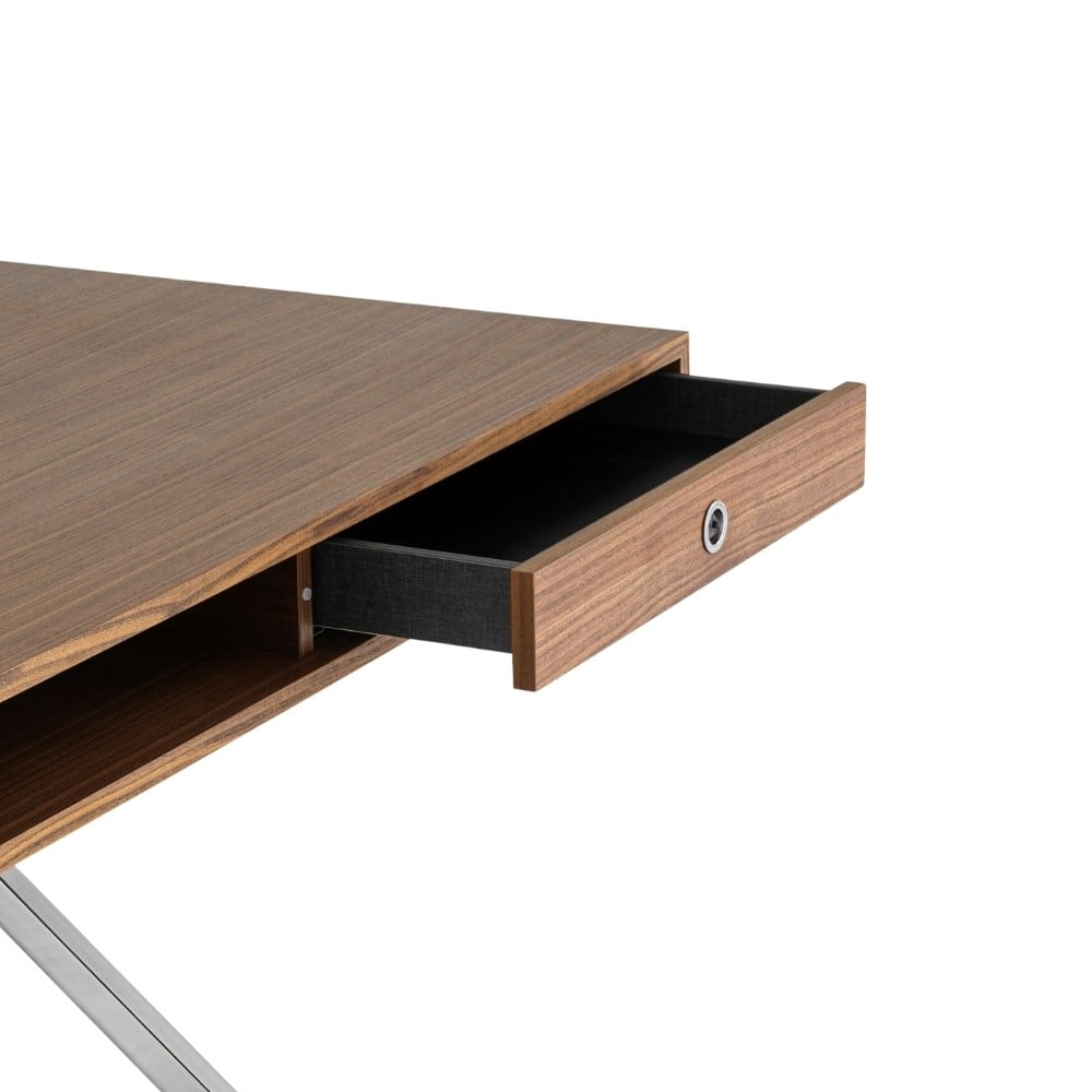 President Çalışma Masası-Walnut-Chromed Base - 200 cm