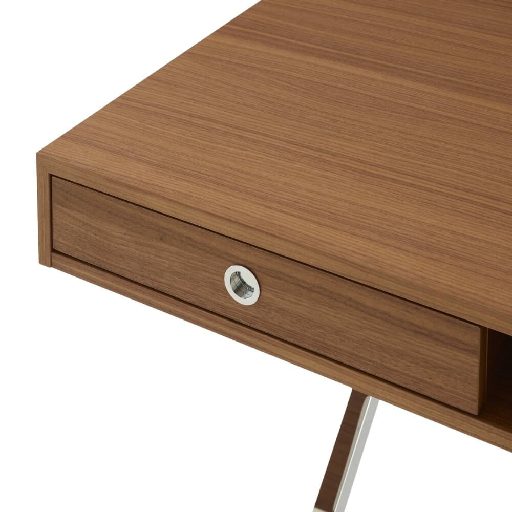 President Çalışma Masası-Walnut-Chromed Base - 200 cm