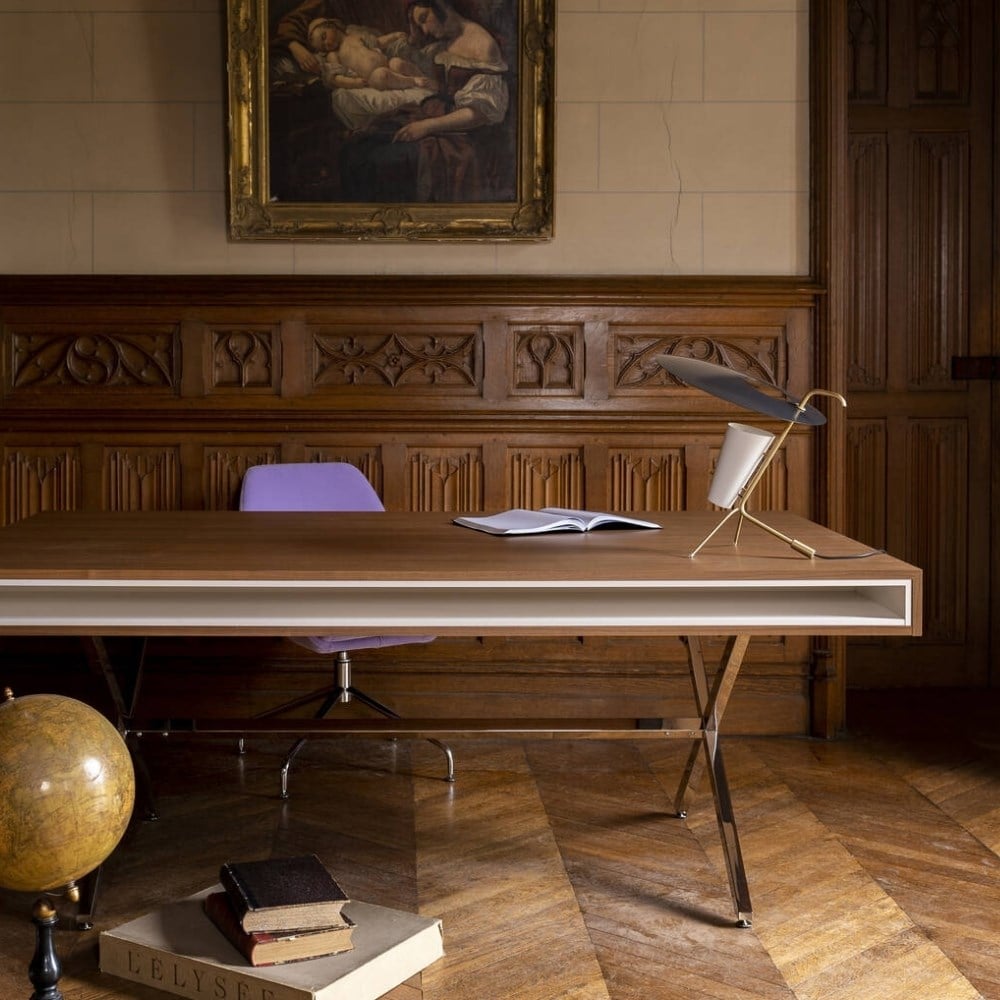 President Çalışma Masası-Walnut-Chromed Base - 160 cm
