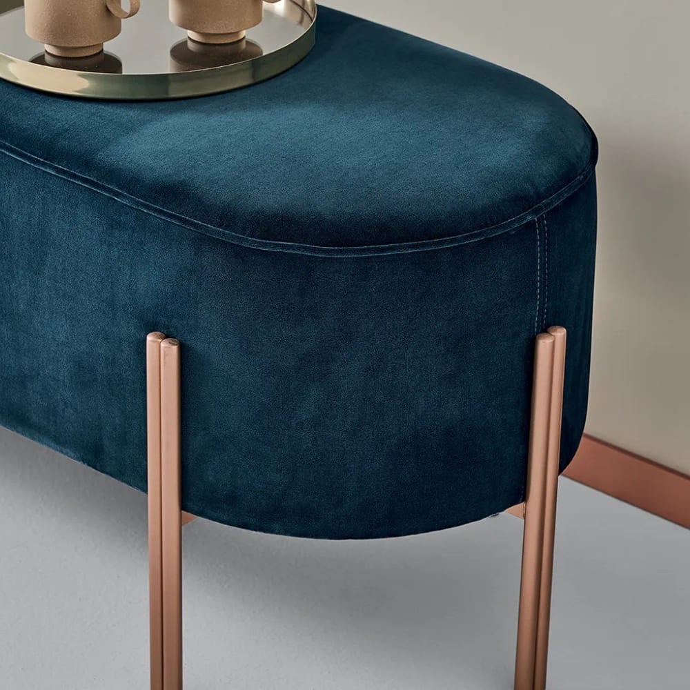 Puffoso Bench-Frame Dark Brass (M028)-Covering Fabric Pine (TEBQ007)