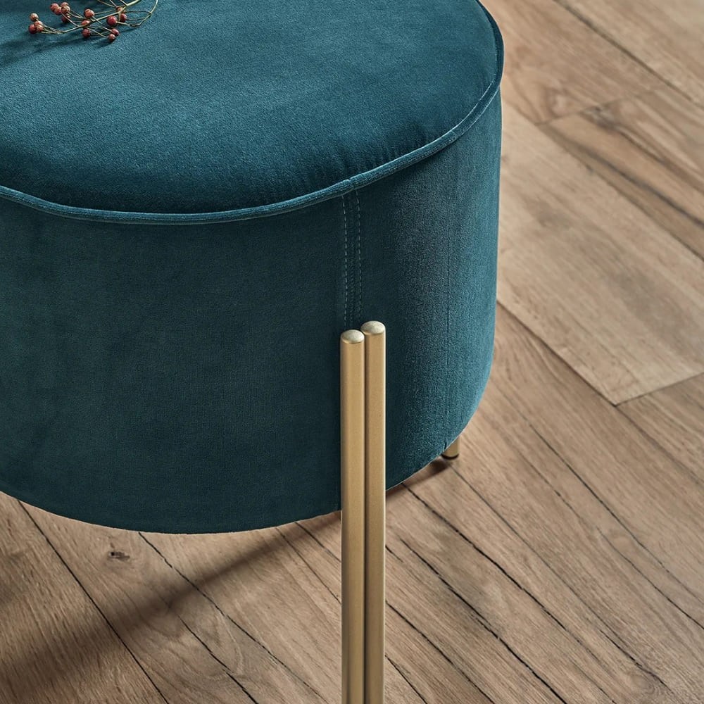 Puffoso Bench-Frame Dark Brass (M028)-Covering Fabric Pine (TEBQ007)
