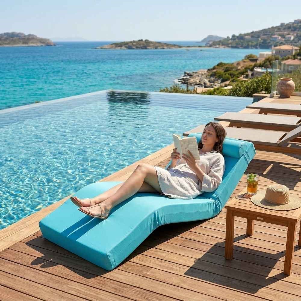 Relax Seat Aqua Folding Lounger Cushion with Headrest