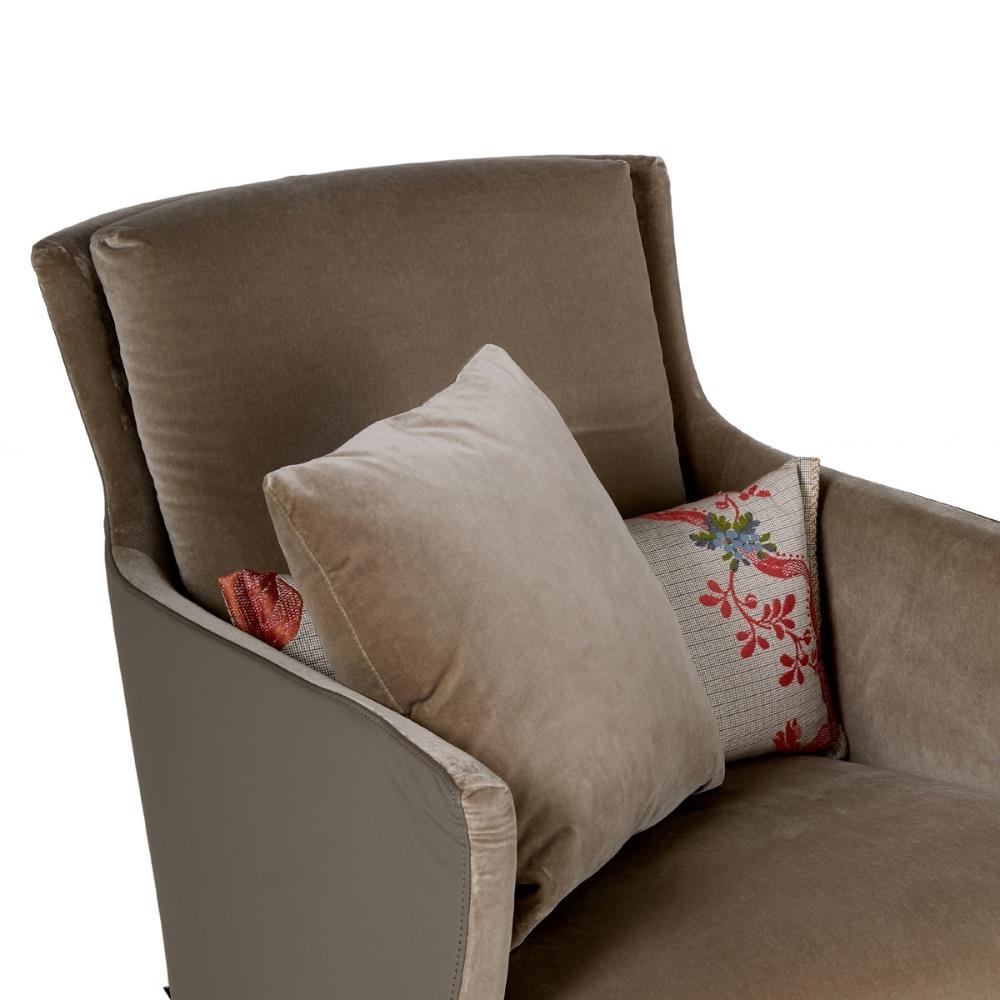 Riga Tekli Koltuk - With Base - Alçak Sırtlı - PART A / Interıor Fabric : Harald 3 (Cat.D) 143 Eléphant  - PART B / Exterior Fabric: Diva HC (Cat.V) 13048 - 40x40 (1) Cushion: Harald 3 (Cat.D) 143 Eléphant